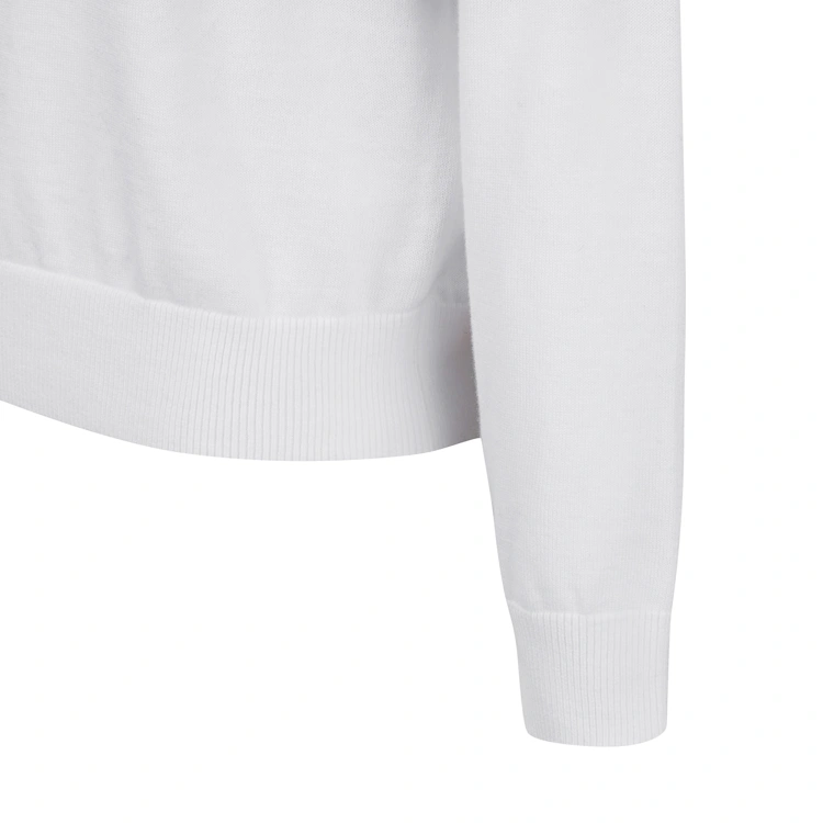Áo knit golf nữ cổ giả chờm phối sọc ngang trắng đen — ảnh 4