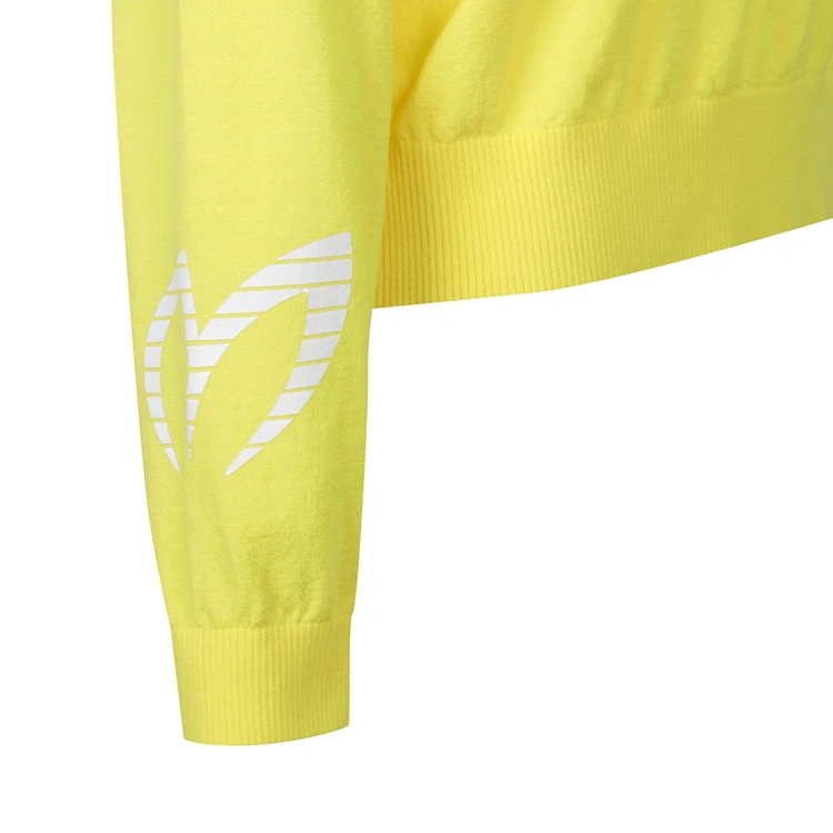 Áo knit golf nữ có mũ phối màu vàng xám — ảnh 4