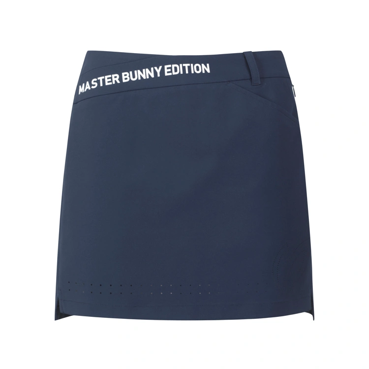 Váy golf nữ dáng chữ A màu xanh navy có chữ trắng Master Bunny Edition ở cạp
