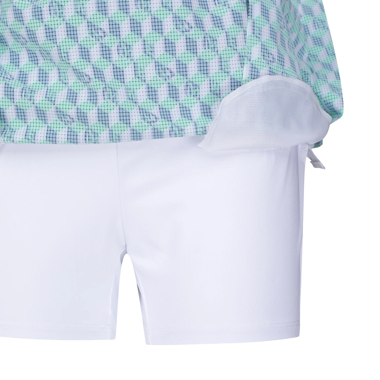 Chân váy golf nữ họa tiết hình khối màu xanh lá — ảnh 6