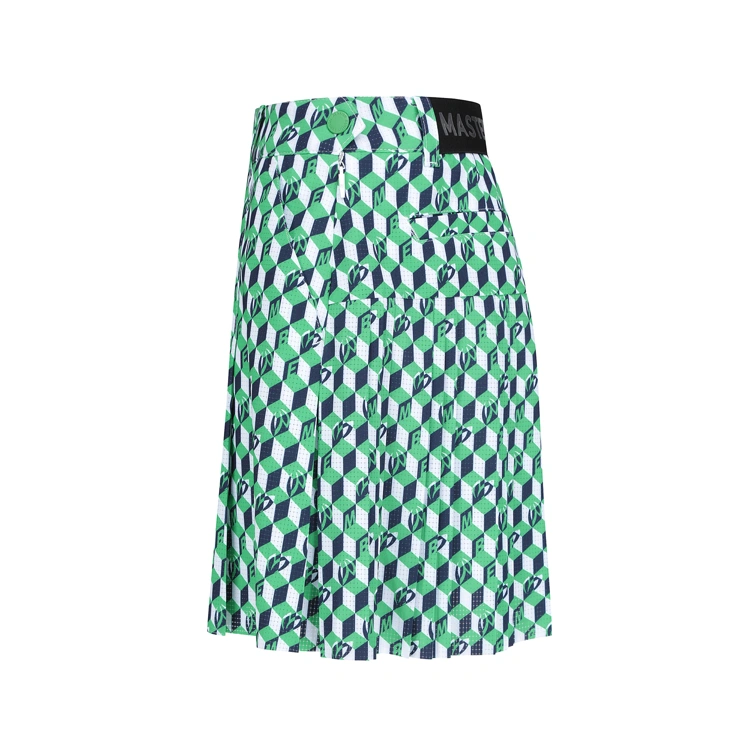 Chân váy golf nữ họa tiết hình khối màu xanh lá — ảnh 3