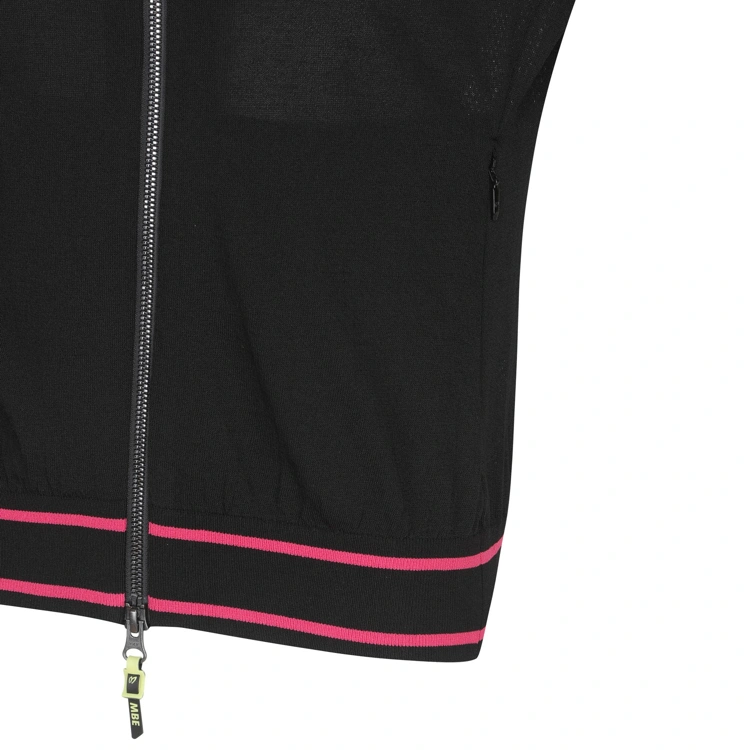 Áo knit golf nữ phối viền hồng màu đen — ảnh 5