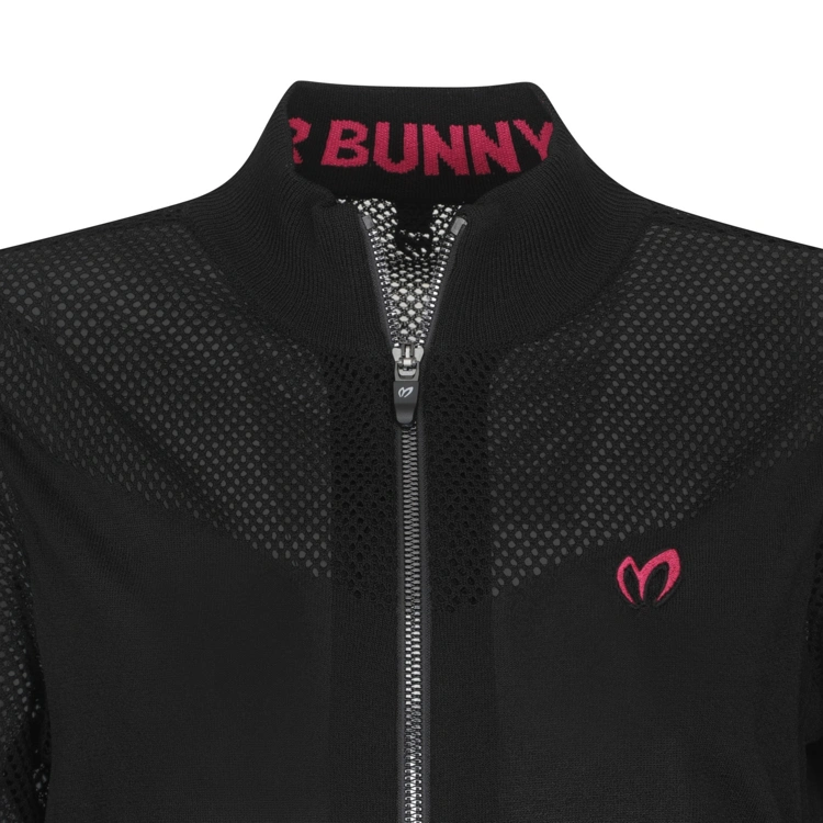 Áo knit golf nữ phối viền hồng màu đen — ảnh 3