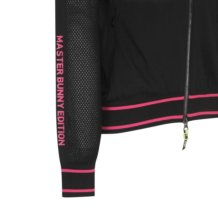 Áo knit golf nữ phối viền hồng màu đen — ảnh 4