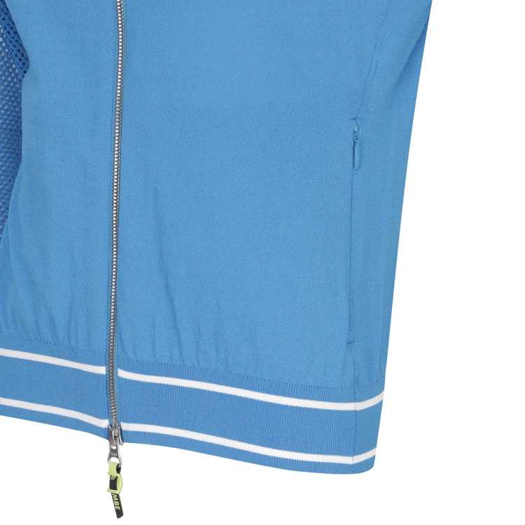 Áo knit golf nữ tay dài phối lưới màu xanh dương — ảnh 5