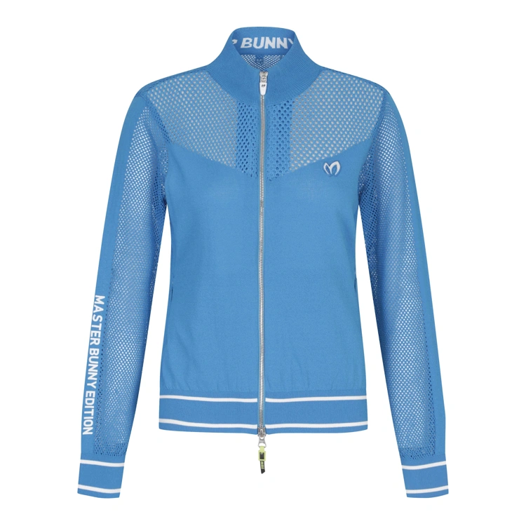 Áo knit golf nữ Master Bunny Edition tay dài màu xanh dương phối lưới