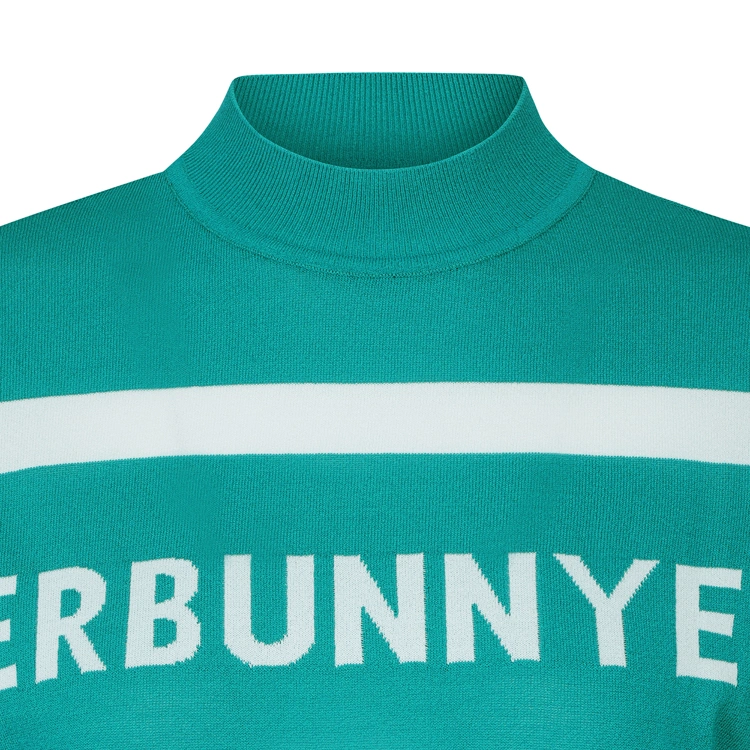Áo knit golf nữ phối viền chữ logo màu xanh ngọc — ảnh 4