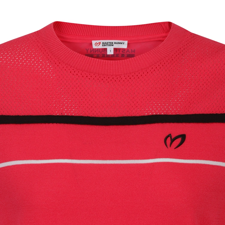 Áo knit golf nữ tay ngắn phối viền đen hồng — ảnh 4