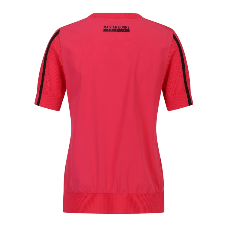 Áo knit golf nữ tay ngắn phối viền đen hồng — ảnh 3