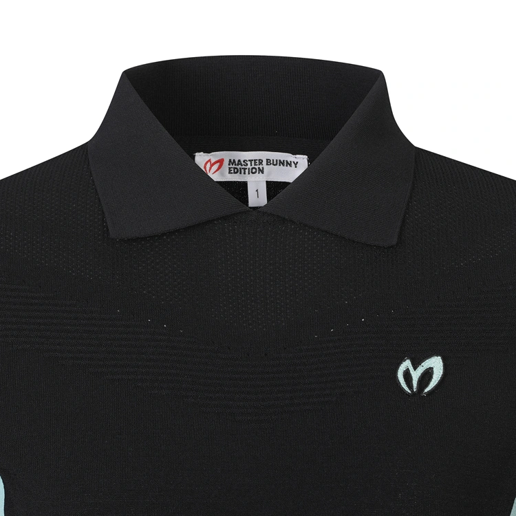 Áo knit golf nữ cổ bẻ tay dài màu đen — ảnh 4
