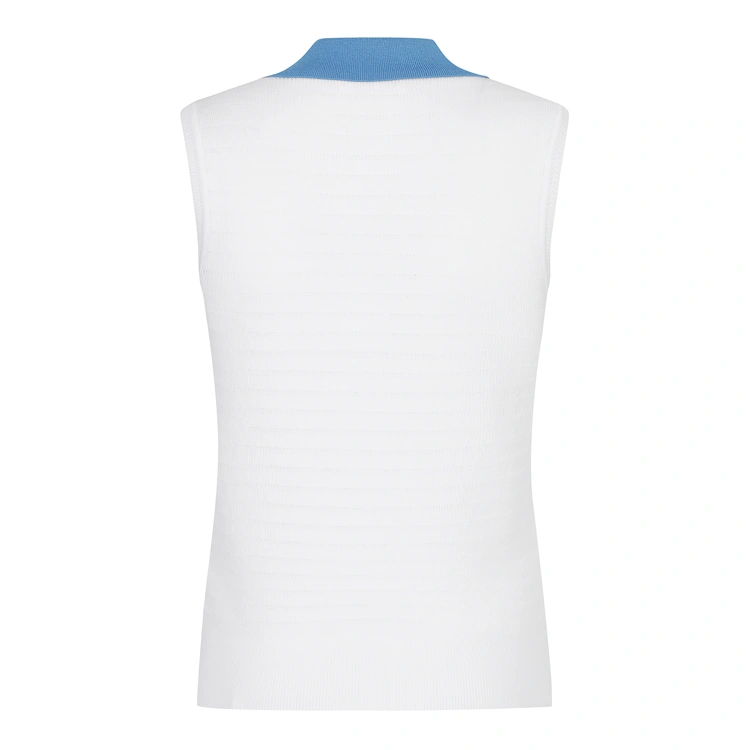 Áo vest golf nữ cổ bẻ phối màu trắng xanh — ảnh 2