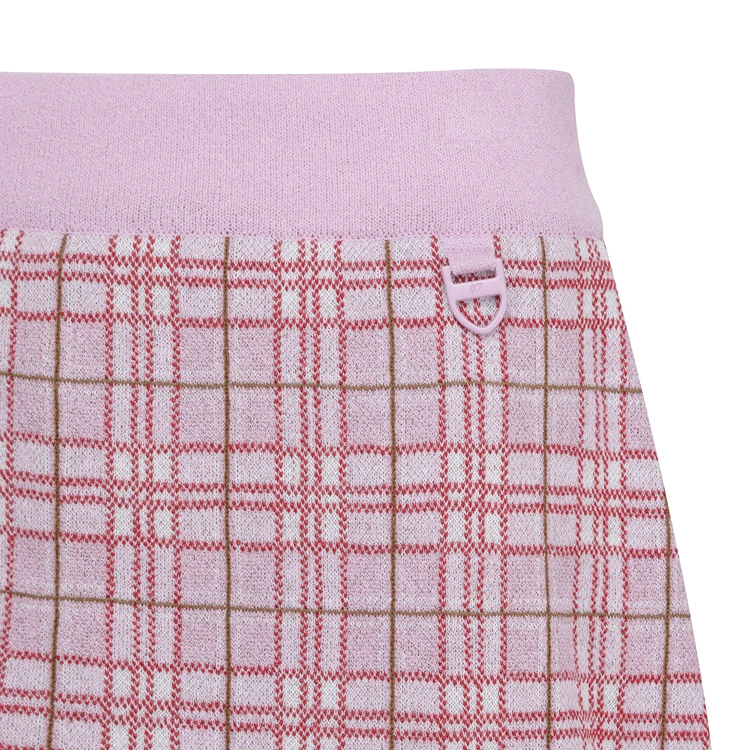 Váy golf nữ dáng ngắn họa tiết kẻ hồng pastel — ảnh 5
