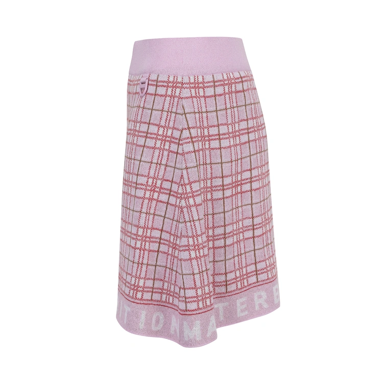 Váy golf nữ dáng ngắn họa tiết kẻ hồng pastel — ảnh 4