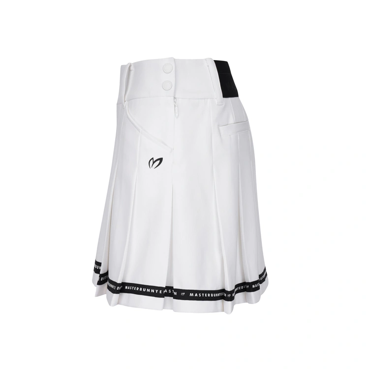 Váy golf nữ xếp ly viền chữ đen màu trắng — ảnh 4