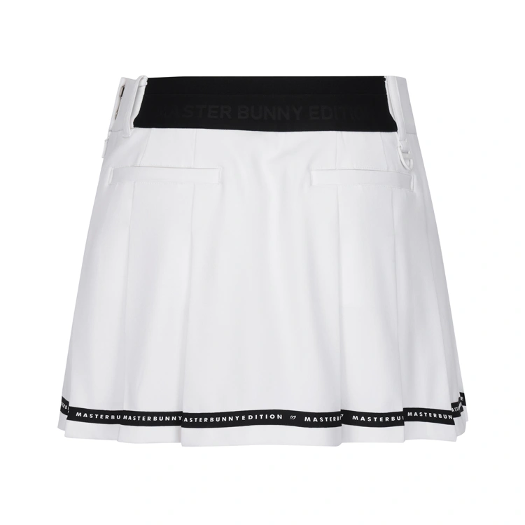 Váy golf nữ xếp ly viền chữ đen màu trắng — ảnh 3