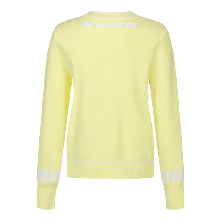 Áo knit golf nữ dáng cardigan màu vàng — ảnh 3