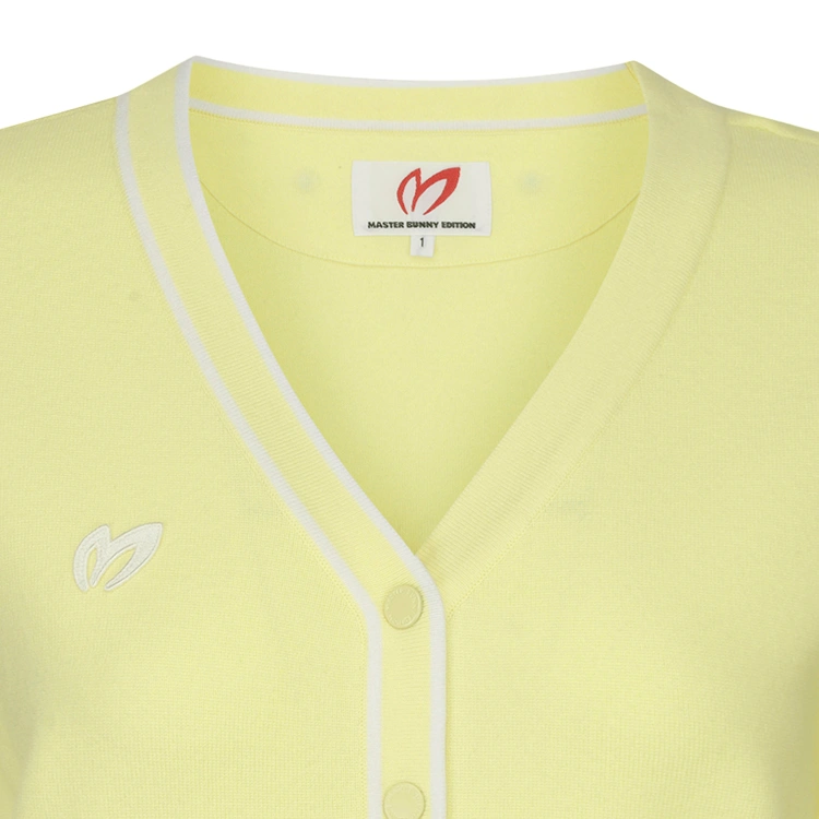 Áo knit golf nữ dáng cardigan màu vàng — ảnh 4