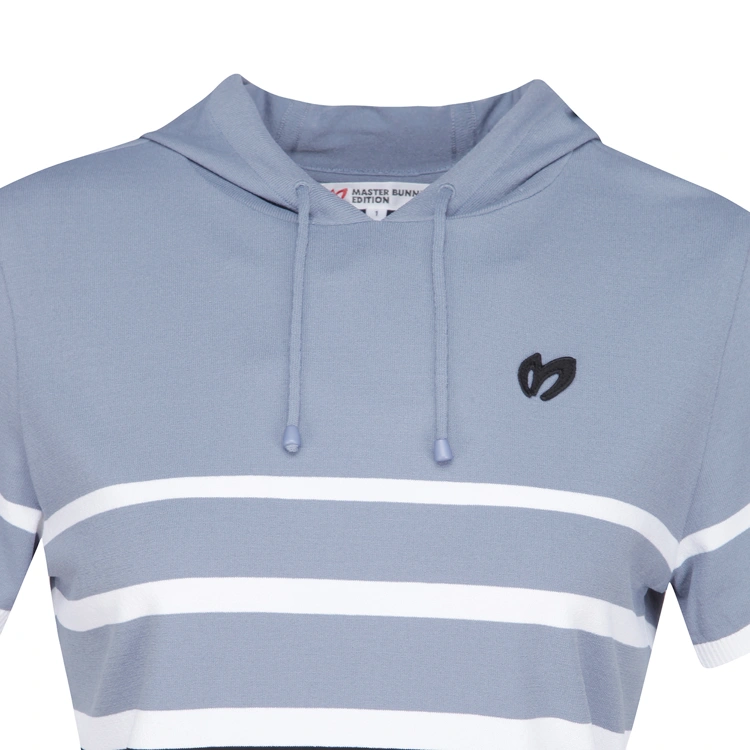 Áo knit golf nữ tay ngắn phối sọc xanh dương trắng đen — ảnh 4