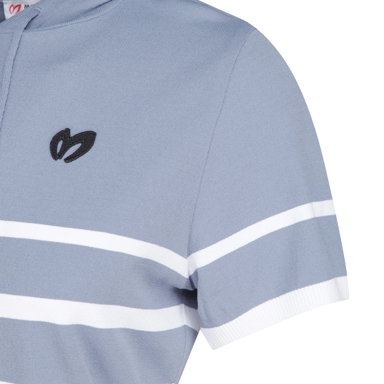 Áo knit golf nữ tay ngắn phối sọc xanh dương trắng đen — ảnh 5