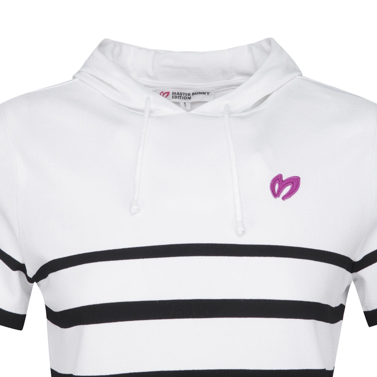 Áo knit golf nữ phối sọc ngang màu trắng — ảnh 4
