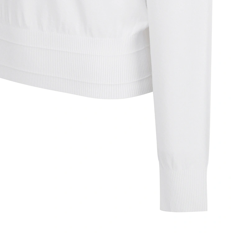Áo knit golf nữ cổ tròn dài tay màu trắng — ảnh 4