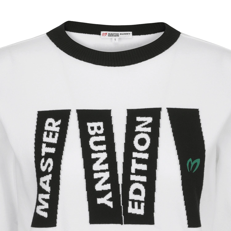 Áo knit golf nữ cổ tròn dài tay màu trắng — ảnh 3