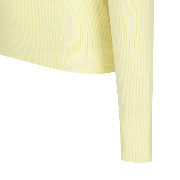 Áo knit golf nữ cổ cao tay dài màu vàng — ảnh 4