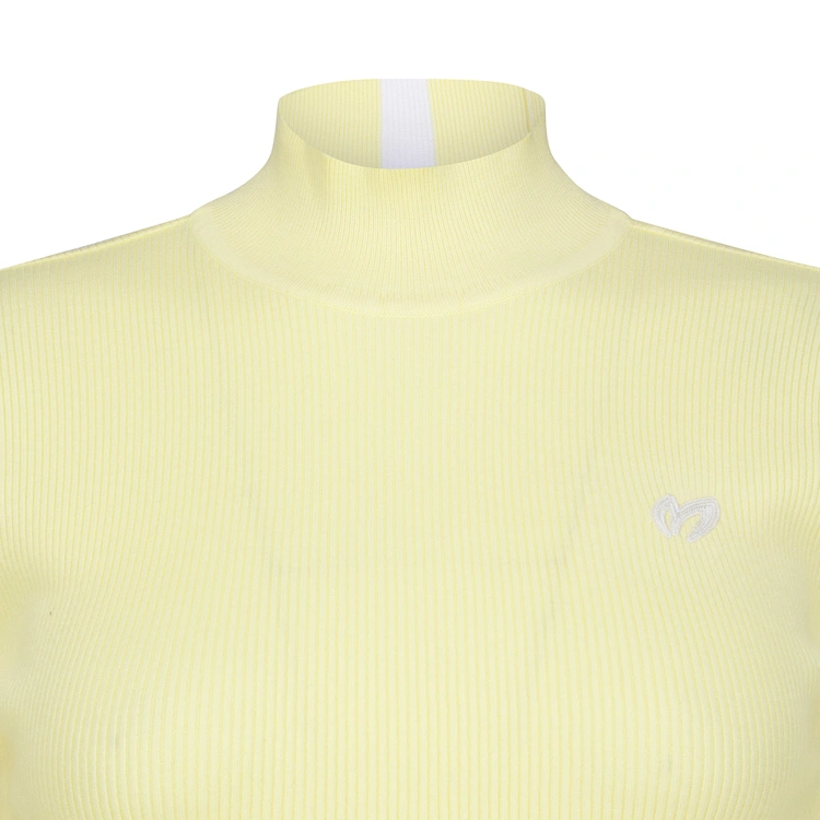 Áo knit golf nữ cổ cao tay dài màu vàng — ảnh 3