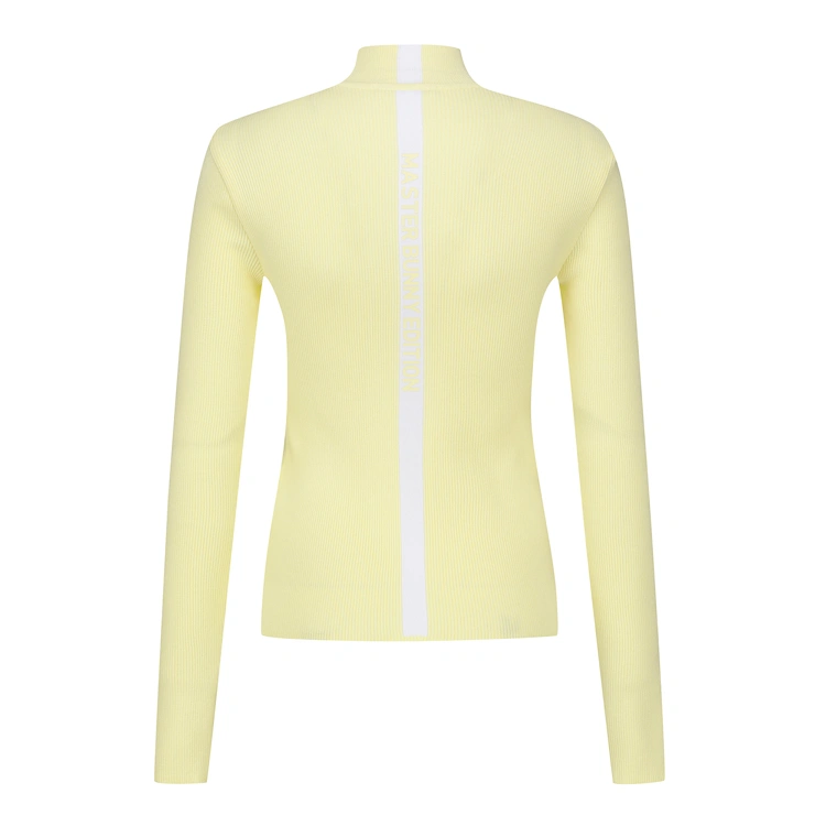 Áo knit golf nữ cổ cao tay dài màu vàng — ảnh 2