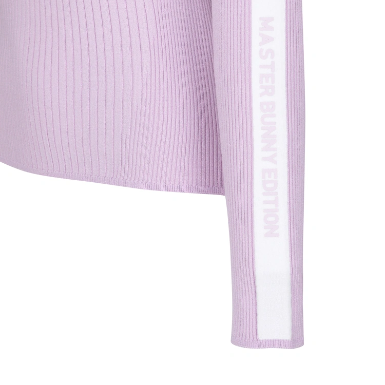 Áo knit golf nữ cổ bẻ tay dài màu hồng — ảnh 5
