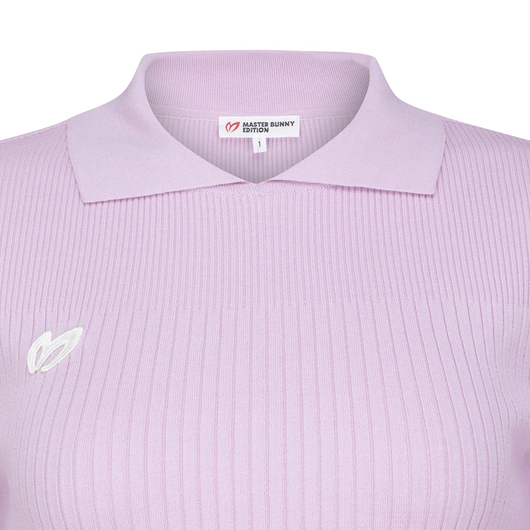 Áo knit golf nữ cổ bẻ tay dài màu hồng — ảnh 4