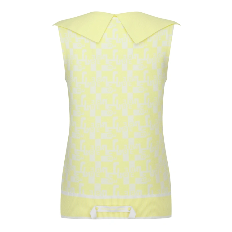 Áo vest golf nữ không tay màu vàng cổ sóng — ảnh 2