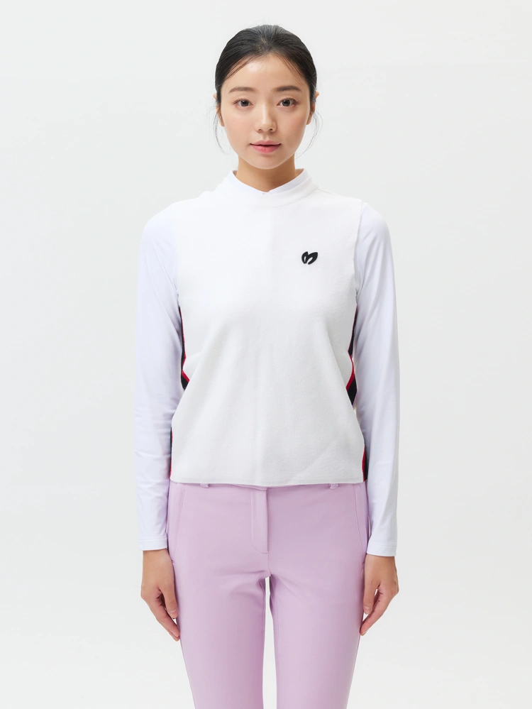Áo vest golf nữ cổ trụ trắng — Master Bunny Edition | Seoul Golf Fashion