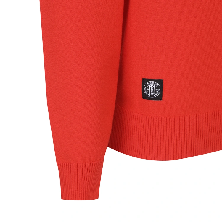 Áo knit golf nữ cổ tròn logo MBE màu đỏ — ảnh 4