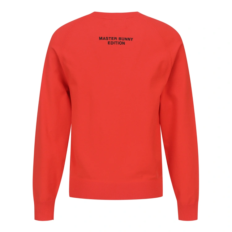 Áo knit golf nữ cổ tròn logo MBE màu đỏ — ảnh 2