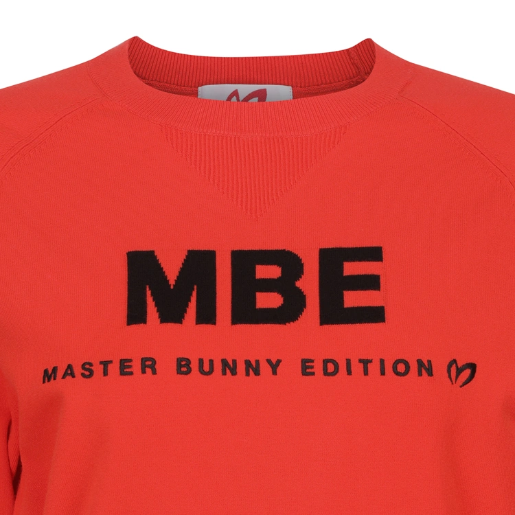 Áo knit golf nữ cổ tròn logo MBE màu đỏ — ảnh 3