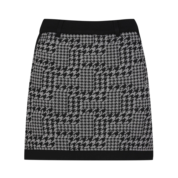 Chân váy golf nữ họa tiết pied-de-poule màu xám dáng ôm Master Bunny Edition