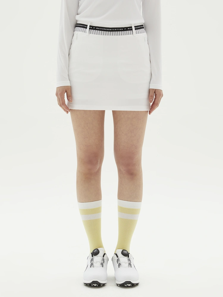 Váy golf nữ dáng ngắn phối thun eo trắng — Master Bunny Edition | Seoul Golf Fashion