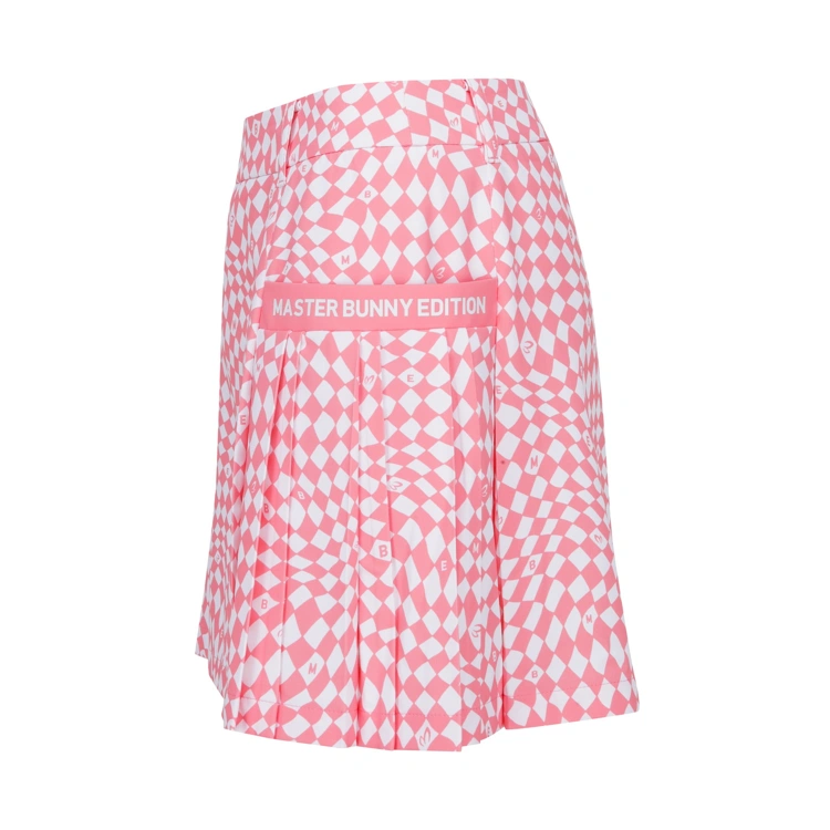 Váy golf nữ họa tiết caro xoắn màu hồng san hô — ảnh 3