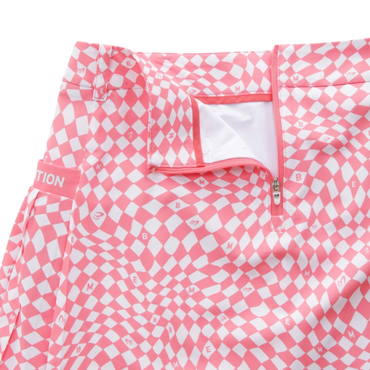 Váy golf nữ họa tiết caro xoắn màu hồng san hô — ảnh 5