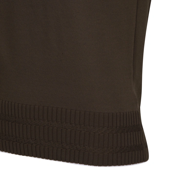 Áo knit golf nữ cổ bẻ tay ngắn phối viền trắng màu nâu — ảnh 5