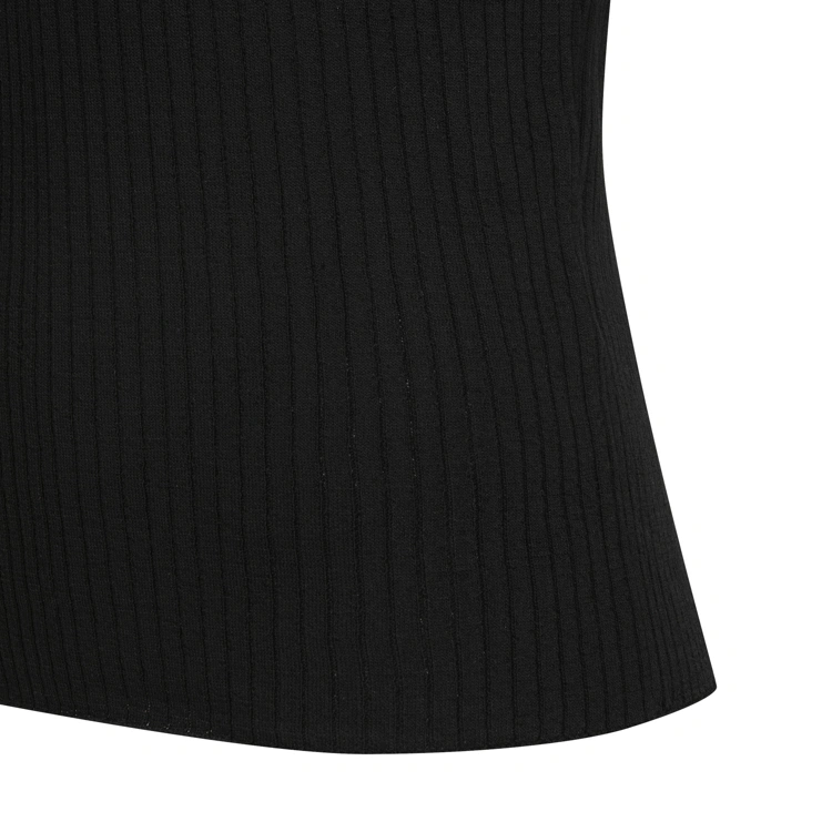 Áo knit golf nữ cổ bẻ tay lửng màu đen — ảnh 5