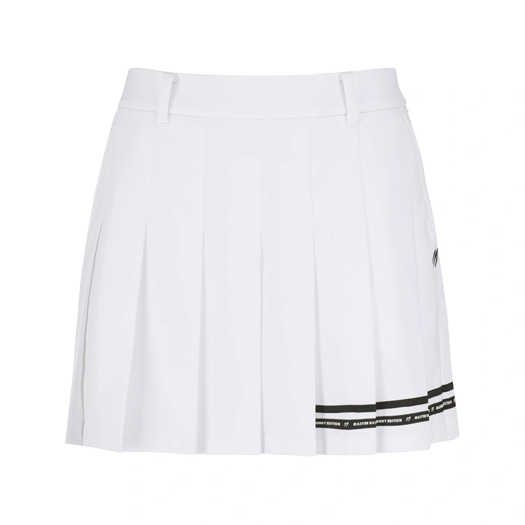 Váy golf nữ màu trắng dáng xếp ly phối viền kẻ đen dưới chân váy Master Bunny Edition