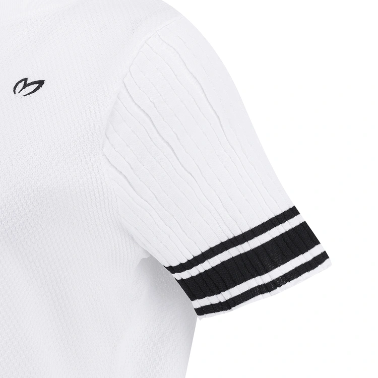 Áo knit golf nữ tay lửng phối viền đen trắng — ảnh 4