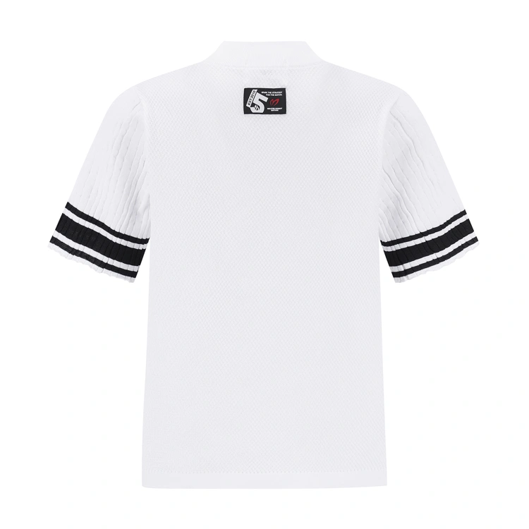 Áo knit golf nữ tay lửng phối viền đen trắng — ảnh 2