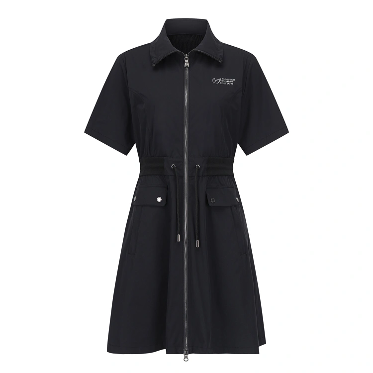 Váy liền golf nữ dáng xòe tay ngắn màu đen — Master Bunny Edition | Seoul Golf Fashion