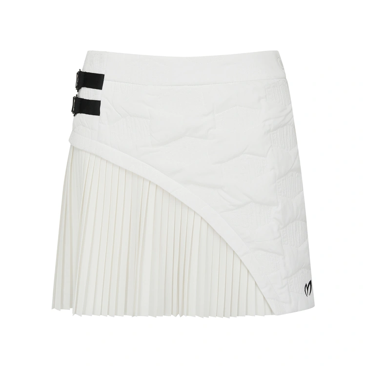 Váy golf nữ dáng xếp ly phối mảng chéo màu trắng — Master Bunny Edition | Seoul Golf Fashion
