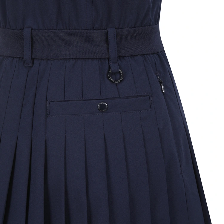 Đầm golf nữ sát nách cổ bẻ xanh navy xếp ly — ảnh 6