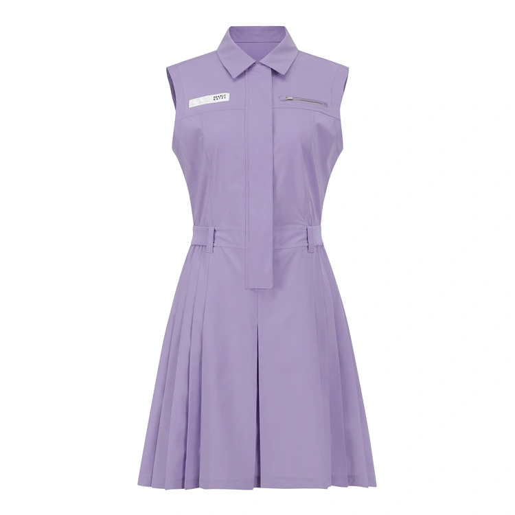 Đầm golf nữ xếp ly không tay màu tím — ảnh 2