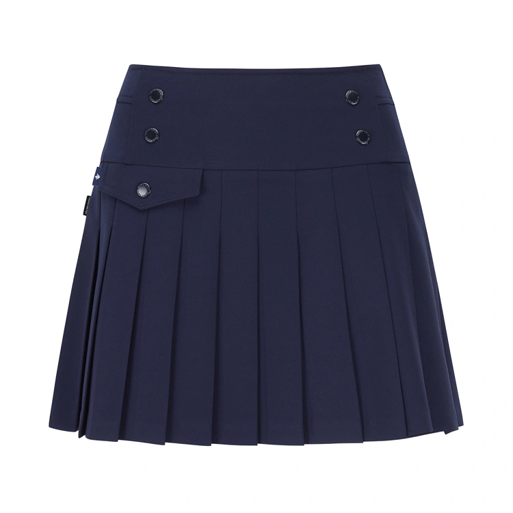 Chân váy golf nữ Pearly Gates màu xanh navy xếp li phối cúc